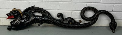 Lot 152 - A CHINESE WALL HANGING BLACK PAINTED METAL...