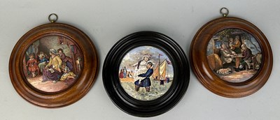 Lot 182 - THREE PRATWARE POT LIDS (3)

Framed and glazed...