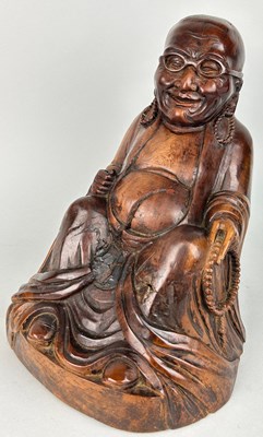 Lot 185 - A HEAVY CARVED WOODEN FIGURE OF THE...