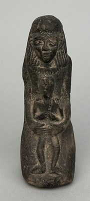 Lot 250 - AN EGYPTIAN STATUETTE OF ISIS AND HORUS,...