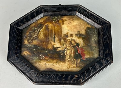 Lot 258 - A PAINTING ON MARBLE POSSIBLY 'TOBIAS AND THE...