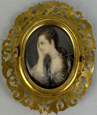 Lot 260A - A 19TH CENTURY PORTRAIT MINIATURE ON IVORY OF...