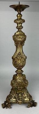 Lot 262 - A HEAVY BRASS ECCLESIASTICAL PRICKET...