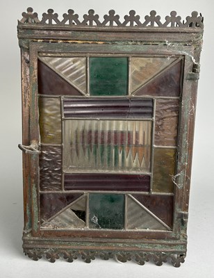 Lot 263 - A VICTORIAN FOUR-SIDED STAINED GLASS HALL...