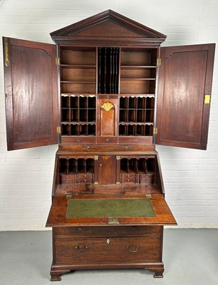 Lot 283 - A GEORGE III MAHOGANY SECRETAIRE, 

225cm H x...