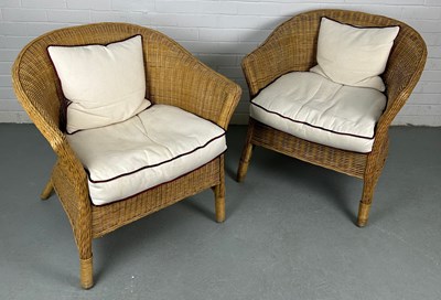 Lot 293 - A PAIR OF BAMBOO / CANE ARMCHAIRS (2),

Each...