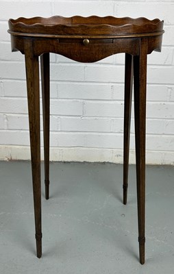 Lot 300 - AN ELEGANT OVAL SIDE TABLE ON FOUR TAPERING...