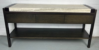 Lot 309 - A CUSTOM MADE CONSOLE TABLE WITH TRAVERTINE OR...