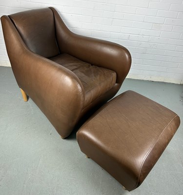 Lot 314 - AN SCP BALZAC BROWN LEATHER ARMCHAIR AND...