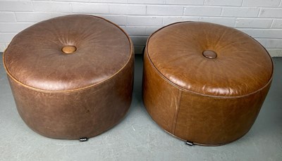 Lot 316 - A PAIR OF HEALS CIRCULAR STOOLS OR POUFFES...