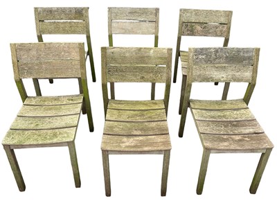 Lot 322 - A SET OF SIX TEAK GARDEN CHAIRS BY GLOSTER,...