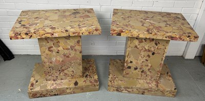 Lot 327 - A PAIR OF BRECCIA MARBLE SIDE TABLES (2), 70cm...