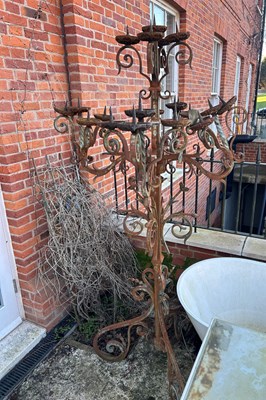 Lot 328 - FRENCH WROUGHT IRON CANDELABRA BY FAYARD,...