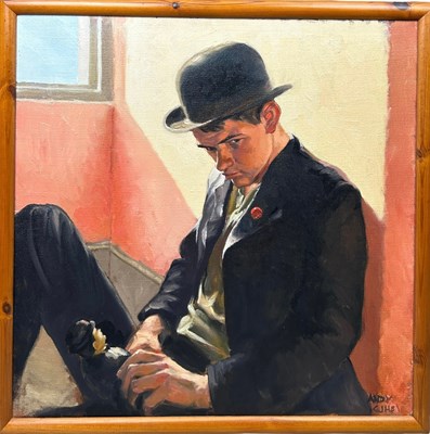 Lot 371 - AN OIL ON CANVAS PAINTING OF 'ANDY THE...