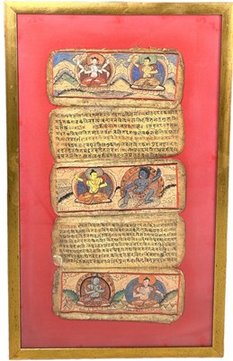 Lot 383 - FIVE 19TH CENTURY TIBETAN PRAYER CARDS,...