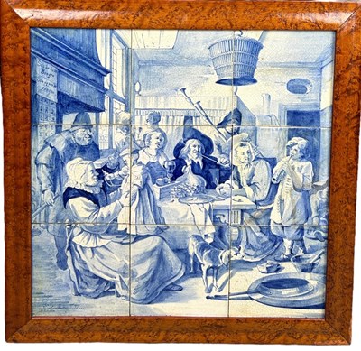 Lot 454 - AFTER JAN STEEN: A SET OF NINE DELFT TILES...