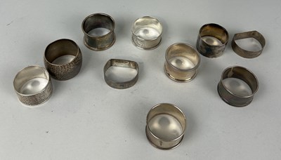 Lot 267 - A COLLECTION OF SILVER NAPKIN RINGS (10)