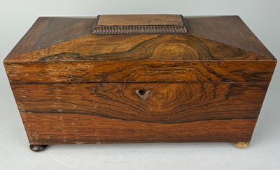 Lot 471 - A 19TH CENTURY ROSEWOOD TEA CADDY, 

30cm x...