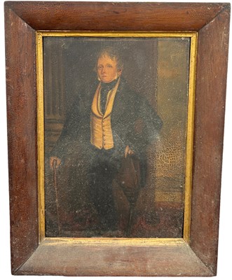 Lot 8 - A RARE OIL PAINTING ON BOARD DEPICTING AN...