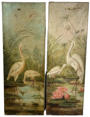 Lot 17 - A PAIR OF OIL PAINTINGS ON CANVAS DEPICTING...