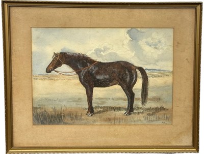 Lot 29 - EQUESTRIAN INTEREST: A WATERCOLOUR PAINTING ON...