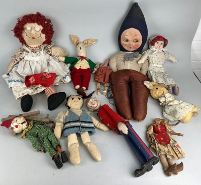 Lot 43 - A COLLECTION OF TEN ANTIQUE DOLLS AND PUPPETS,...