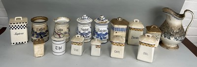 Lot 57 - KITCHENALIA: A COLLECTION OF JARS FOR TEA,...