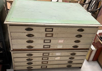 Lot 67 - A LARGE SECTIONAL GREEN PAINTED ARCHITECTS /...