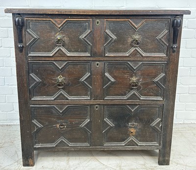 Lot 76 - A JACOBEAN DESIGN CHEST OF DRAWERS, 

Two...