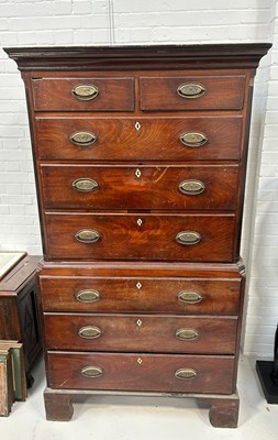 Lot 77 - A GEORGE III CHEST ON CHEST, 

The top section...