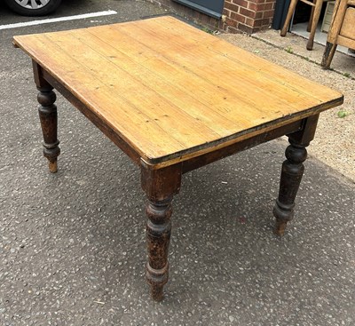 Lot 78 - A RUSTIC FRENCH PINE FARMHOUSE KITCHEN TABLE...