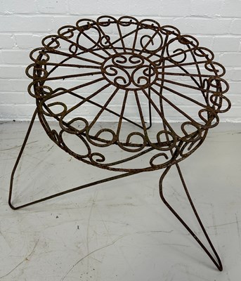 Lot 79 - A FRENCH WROUGHT IRON GARDEN TABLE, 

67cm x...