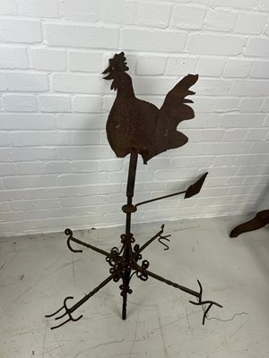 Lot 81 - A WROUGHT IRON AND TIN METAL WEATHER VANE WITH...