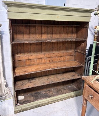 Lot 83 - A LARGE RUSTIC FRENCH GREEN PAINTED PINE...