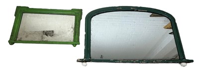 Lot 84A - TWO ANTIQUE GREEN PAINTED MIRRORS, 

Largest...