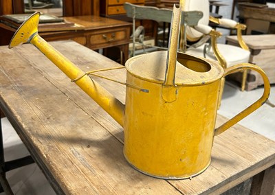 Lot 84B - AN ANTIQUE YELLOW WATERING CAN,

50cm x 30cm