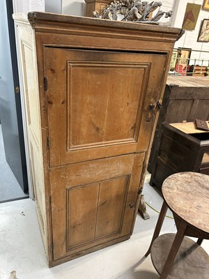 Lot 90 - A LARGE PINE CUPBOARD, 

153cm x 72cm x 58cm