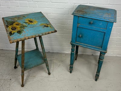 Lot 92 - A BLUE PAINTED OCCASIONAL TABLE WITH...