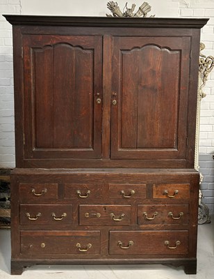 Lot 98 - A GEORGE III HOUSEKEEPERS CABINET, 

183cm x...