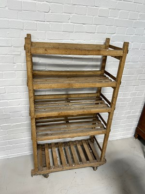 Lot 107 - A 19TH CENTURY FIVE TIER FRENCH BAKERS TROLLEY,...