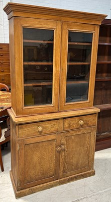 Lot 112 - A PINE SECTIONAL KITCHEN DRESSER WITH GLASS...