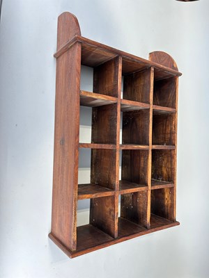 Lot 115A - A MAHOGANY HANGING WALL SHELF, 

72cm x 45cm x...