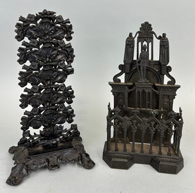 Lot 132 - A 19TH CENTURY CAST IRON LETTER RACK ALONG...