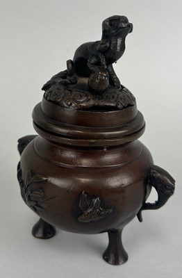 Lot 138 - A JAPANESE BRONZE INCENSE BURNER AND COVER,...