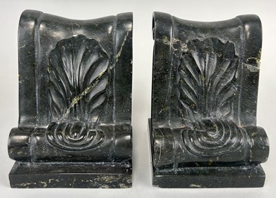 Lot 141 - A PAIR OF SERPENTINE MARBLE BOOKENDS WITH...