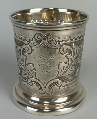 Lot 142 - A LATE 19TH CENTURY SILVER CUP DATED 1898,...