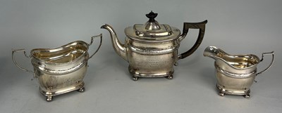 Lot 143 - A SILVER TEA SERVICE BY THOMAS BRADBURY AND...