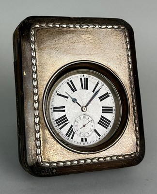 Lot 146 - A LARGE POCKET WATCH IN SILVER MOUNTED LEATHER...