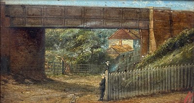 Lot 168 - AN OIL PAINTING ON CANVAS DEPICTING 'RAILWAY...