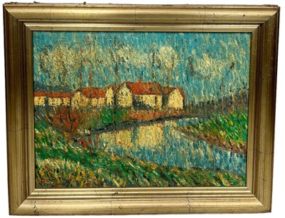 Lot 176 - AN IMPASTO OIL PAINTING ON CANVAS DEPICTING...